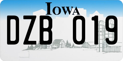 IA license plate DZB019