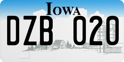 IA license plate DZB020