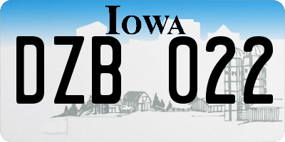 IA license plate DZB022