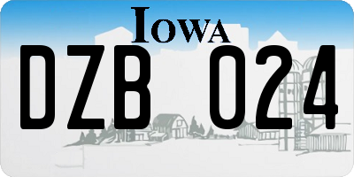 IA license plate DZB024