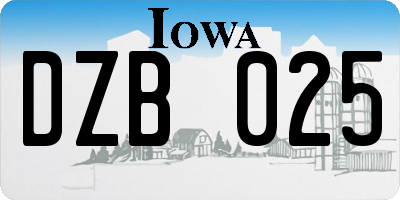IA license plate DZB025
