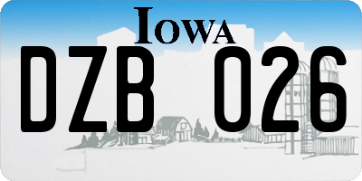 IA license plate DZB026