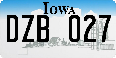 IA license plate DZB027