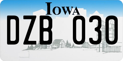 IA license plate DZB030