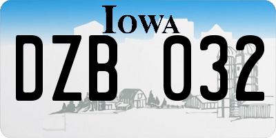 IA license plate DZB032