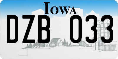 IA license plate DZB033