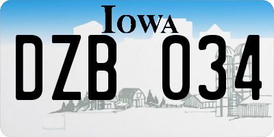 IA license plate DZB034