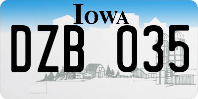 IA license plate DZB035