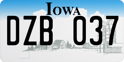 IA license plate DZB037