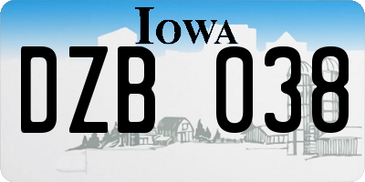 IA license plate DZB038