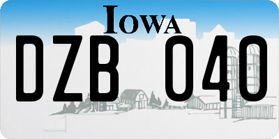 IA license plate DZB040