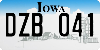 IA license plate DZB041