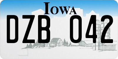IA license plate DZB042