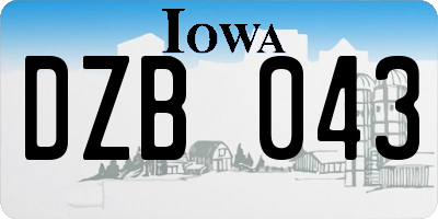 IA license plate DZB043