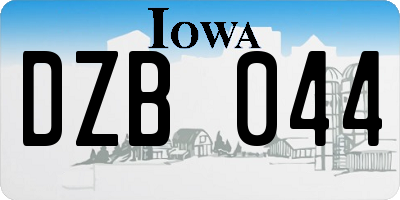 IA license plate DZB044