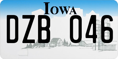 IA license plate DZB046