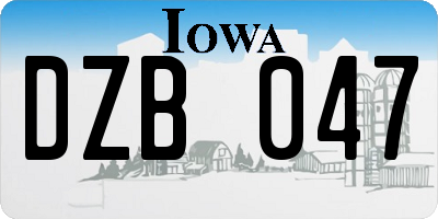 IA license plate DZB047