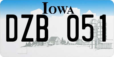 IA license plate DZB051