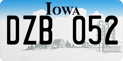 IA license plate DZB052