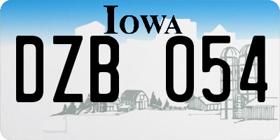 IA license plate DZB054