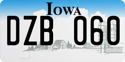 IA license plate DZB060