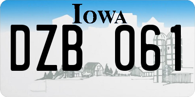 IA license plate DZB061