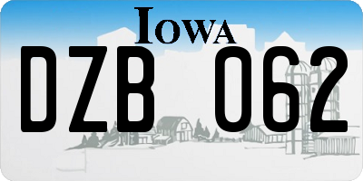 IA license plate DZB062