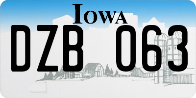 IA license plate DZB063