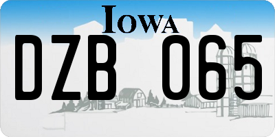 IA license plate DZB065