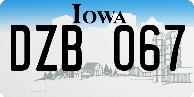 IA license plate DZB067