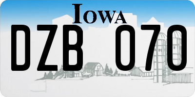 IA license plate DZB070