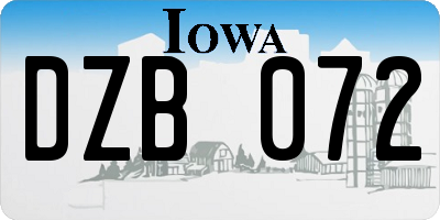 IA license plate DZB072