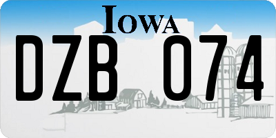 IA license plate DZB074