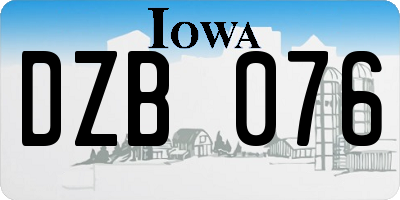 IA license plate DZB076