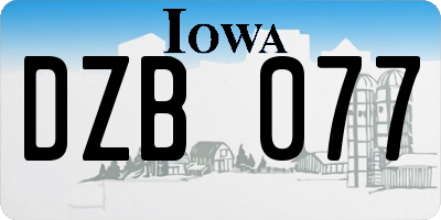 IA license plate DZB077