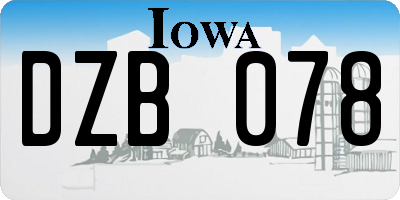 IA license plate DZB078
