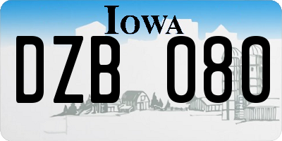 IA license plate DZB080