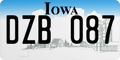 IA license plate DZB087