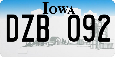 IA license plate DZB092