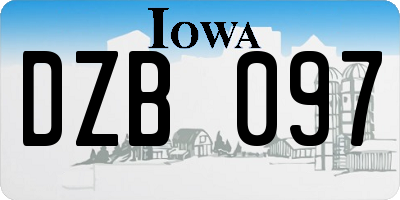 IA license plate DZB097