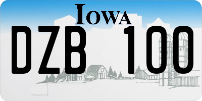 IA license plate DZB100