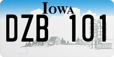 IA license plate DZB101