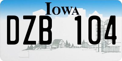 IA license plate DZB104