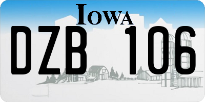 IA license plate DZB106