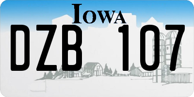 IA license plate DZB107