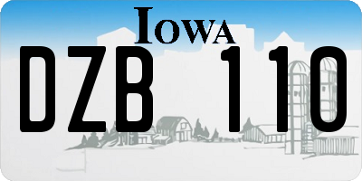 IA license plate DZB110