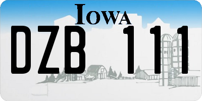 IA license plate DZB111