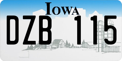 IA license plate DZB115