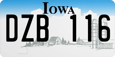 IA license plate DZB116