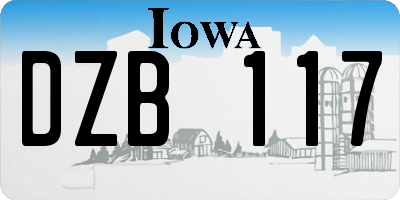 IA license plate DZB117